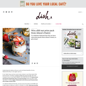 Win a $55 nut prize pack from Alison's Pantry