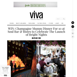 Win a Champagne Mumm Dinner For 10 at Soul Bar & Bistro to Celebrate The Launch of Bright Nights