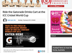 Win a chance to ride on the field in the Gatorade Drink Cart at one of four ICC Cricket World Cup 2015 matches