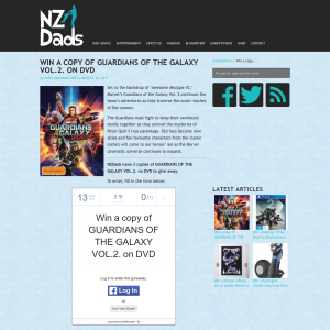Win a copy of GUARDIANS OF THE GALAXY VOL.2. on DVD