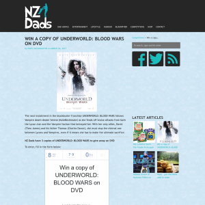 Win a copy of UNDERWORLD: BLOOD WARS on DVD