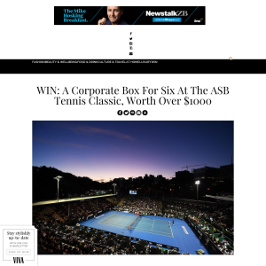 Win A Corporate Box For Six At The ASB Tennis Classic