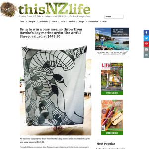 Win a cosy merino throw from Hawke?s Bay merino artist The Artful Sheep, valued at $449.50