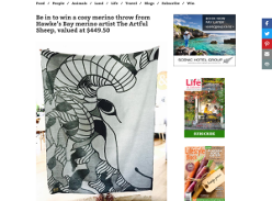 Win a cosy merino throw from Hawke?s Bay merino artist The Artful Sheep, valued at $449.50