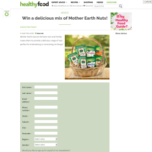 Win a delicious mix of Mother Earth Nuts