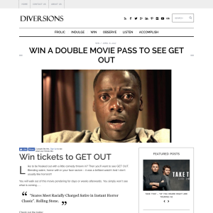 Win a double movie pass to see GET OUT
