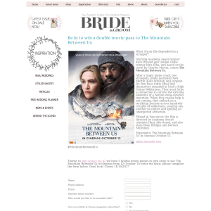 Win a double movie pass to The Mountain Between Us