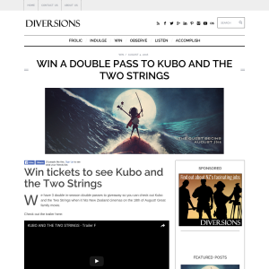 Win a double pass to Kubo and the Two Strings