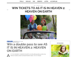 Win a double pass to see AS IT IS IN HEAVEN 2: HEAVEN ON EARTH