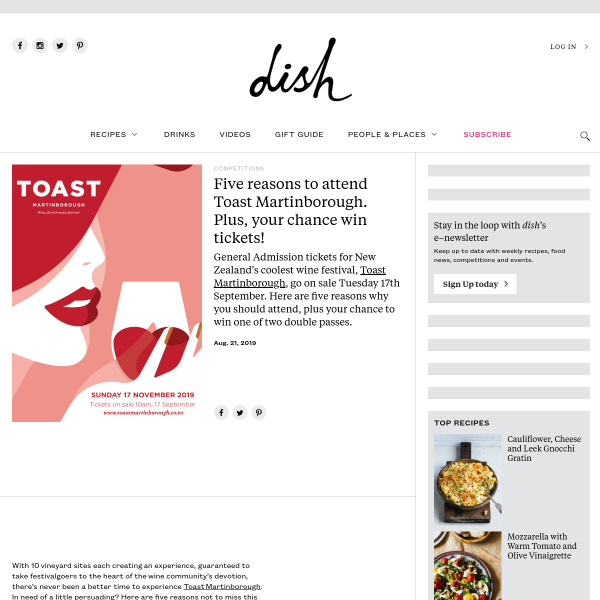 Win a double pass to Toast Martinborough