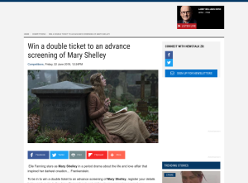 Win a double ticket to an advance screening of Mary Shelley