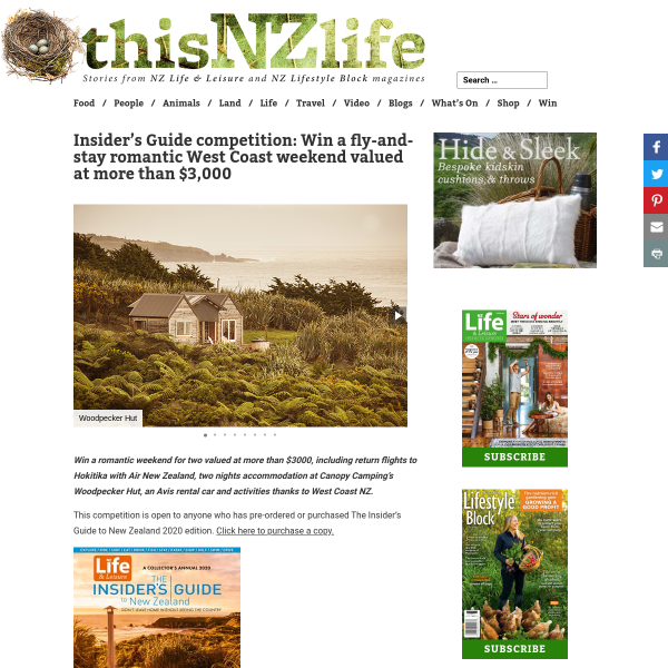 This Nz Life Nz Win A Fly And Stay Romantic West Coast Weekend