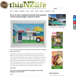 Win a framed artwork from graphic artist Greg Straight, valued at $149