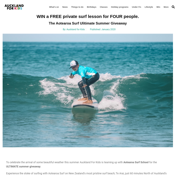 Win a Free Private Surf Lesson for Four People