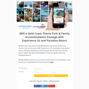 WIN a Gold Coast Theme Park & Family Accommodation Package with Experience Oz and Paradise Resort