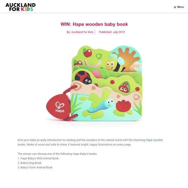 Win a Hape wooden baby book