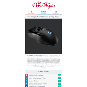 Win A Logitech G903 Wireless Gaming Mouse