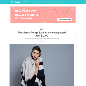 Win a luxury Tolaga Bay Cashmere wrap worth over $1,000