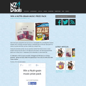 Win a Nutri-grain music prize pack