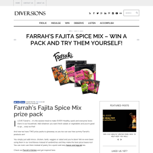 Win a pack of Farrah's Fajita Spice Mix