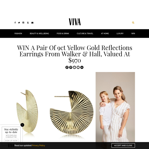 Win a Pair of 9ct Yellow Gold Reflections Earrings from Walker and Hall