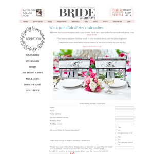 Win a pair of Mr & Mrs chair sashes