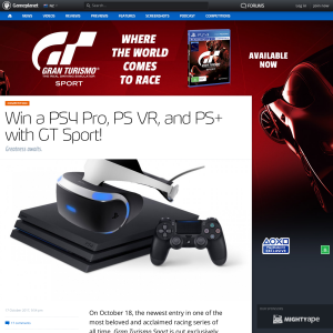 Win a PS4 Pro, PS VR, and PS+ with GT Sport