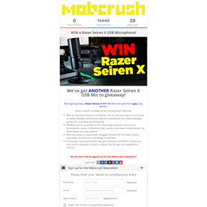 Win a Razer Seiren X USB Microphone