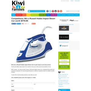 Win a Russell Hobbs Impact Steam Iron worth $179.99
