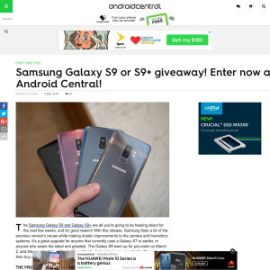 Win a Samsung Galaxy S9/S9+