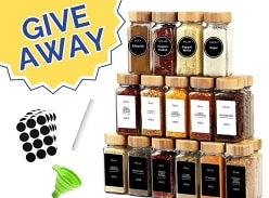 Win a Set of 24 Glass Spice Jars with Airtight Bamboo Lids