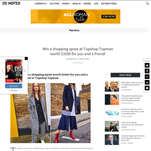 Win a shopping spree at Topshop Topman worth $1000 for you and a friend