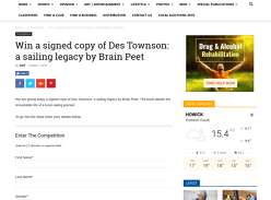 Win a signed copy of Des Townson: a sailing legacy by Brain Peet