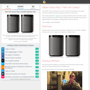 Win a Sonos PLAY:1 Double Speaker Set - Gleam IO