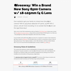 Win a Sony &alpha;6500 Mirrorless Camera & 18-105mm F4 G Lens Bundle - Contrastly/The Photo Argus