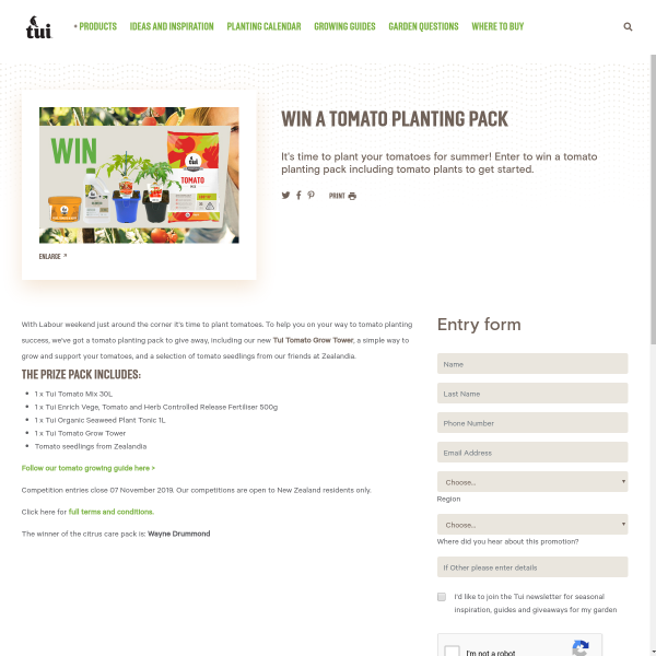 Win a Tomato Planting Pack