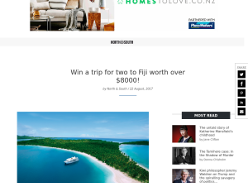 Win a trip for two to Fiji worth over $8000