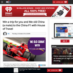 Win a trip for you and Me old China (a mate) to the China F1 with House of Travel