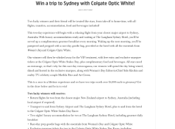 Win a trip to Sydney with Colgate Optic White