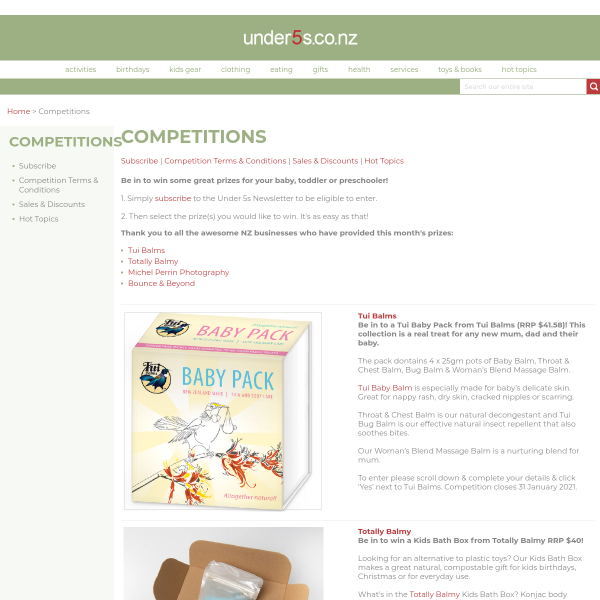 Win a Tui Baby Pack from Tui Balms