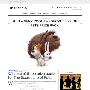 Win a very cool The Secret Life of Pets prize pack