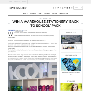 Win a Warehouse Stationery ?Back to School? pack