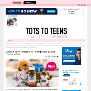 Win A year’s supply of Thompson’s Junior Immunofort