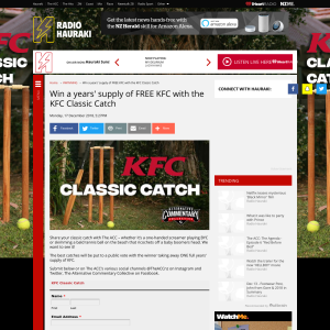 Win a years' supply of FREE KFC with the KFC Classic Catch
