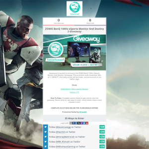 Win a ZOWIE BenQ 144Hz eSports Monitor & Destiny 2 (PC)