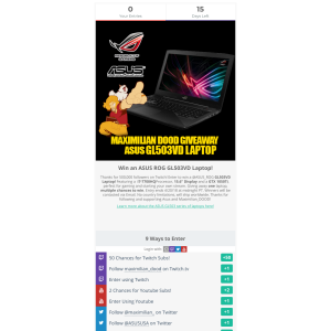 Win an ASUS ROG GL503VD Laptop