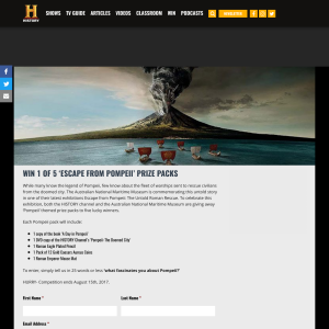 Win an exclusive 'escape from Pompeii' Prize Pack