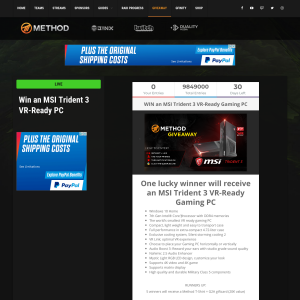 Win an MSI Trident 3 VR Gaming PC Worth $1,799 or 1 of 10 Minor Prizes