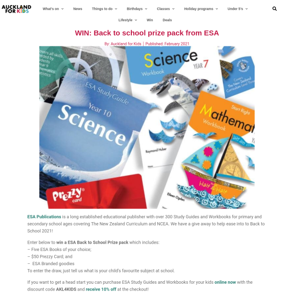 Win Back to school prize pack