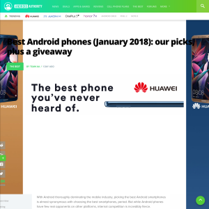Win Best Android phones (January 2018) international giveaway